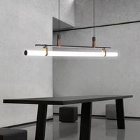 Lustre vintage en cuir pour restaurant, lampe de table longue pour salon de thé rétro, comptoir de bar design, îlot