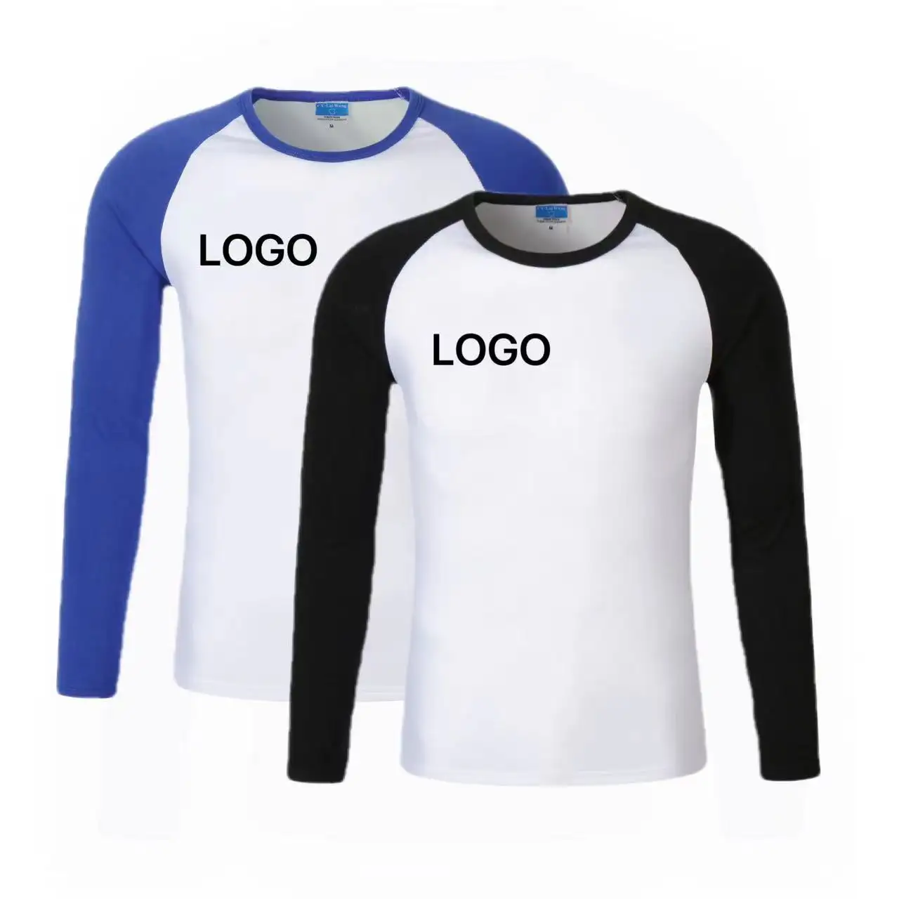 Custom Logo Knitted Cotton Shirt Long Sleeve Baseball Tee Shirts Raglan T Shirt For Men