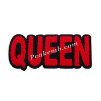 Vente en gros de patchs brodés en chenille avec logo personnalisé Queen Designer Coudre au fer sur des patchs de lettres brodées