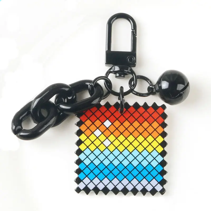 משלוח מדגם יוקרה רגיל לייזר לחתוך צבעים מלבן אקריליק Keychain עם גדילים