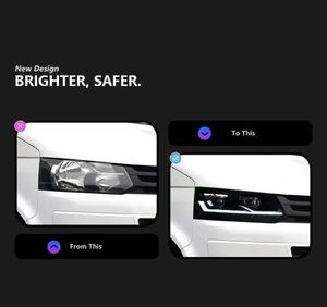 MJ pour Volkswagen VW <span class=keywords><strong>Multivan</strong></span> <span class=keywords><strong>T5</strong></span> Transporter phares LED <span class=keywords><strong>2010</strong></span> 2015 lampe frontale mise à niveau T6 phare LED DRL lumière avant - Product Image 3