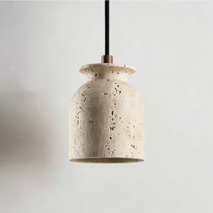 Luminaire suspendu en travertin jaune naturel, style rétro Wabi Sabi, pour chambre à coucher, maison d'hôtes, restaurant, entrée, couloir - Product Image 3