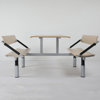 Ensemble table et chaises de salle à manger pour 4 personnes, en acier durable et écologique, pour restaurant commercial, cantine, aire de restauration, centre commercial, école