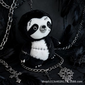 Peluche di Bradipo Spaventoso per Halloween, Simpatico Animale Imbottito Zombie, Morbido Pupazzo Decorativo Nero e Bianco, Regalo Spaventoso - Product Image 4