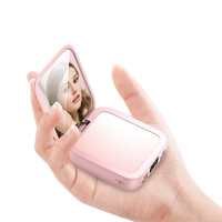 Power Bank Cermin Kosmetik Persegi Laris Manis dengan Kabel Pengisi Daya Micro USB Portabel Mini 10000 Mah Output USB Ganda
