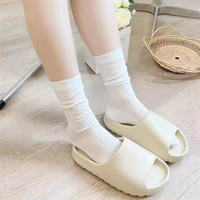 Chaussettes mi-mollet personnalisées en coton fin, respirantes, couleur unie macaron, chaussettes amples pour femmes