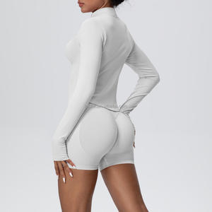 Ensemble de vêtements de sport pour femmes, 4 pièces, veste de yoga zippée, taille élastique légère, séchage rapide, respirant - Product Image 6