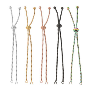 Pulsera Ajustable de Acero Inoxidable con Baño PVD de 18K y Cordón Cruzado en Varios Colores |   Cadena Ajustable de Moda para Mujer - Product Image 5