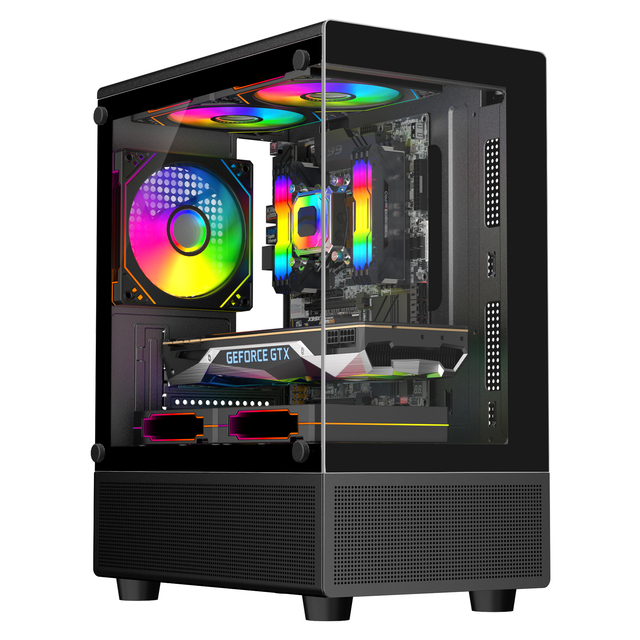 ESGAMING ODM OEM Black Preinstalled Tempered Glass PC Case Gamer Motherboard ATX ITX Desktop Cabinet Computer Cases & Towers