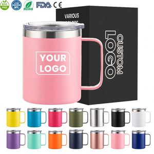 Tazas de Café de 12 oz con Logotipo Personalizado, Vaso Térmico Aislado al Vacío, Tazas para Cerveza, Taza de Viaje para Café y Camping con Asa - Product Image 1