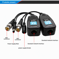 Balun vidéo 2-en-1, transmetteur d'alimentation BNC UTP analogique AHD CVI TVI 1080P 12V-48V 300M, adaptateur de caméra de sécurité CCTV 75 Ohm