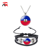 Bracelet de pom-pom girl en gros, cadeaux pour les fans, bracelet élastique réglable avec drapeau haïtien, collier pour hommes et femmes
