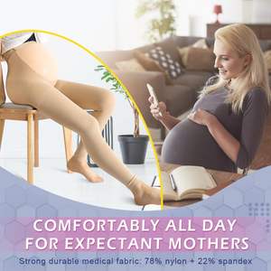 جوارب طويلة مضغوطة للأمومة جوارب طويلة مطاطية مضادة للوذمة 20-30mmHg مفتوحة من الأمام متدرجة لدعم الحمل - Product Image 5