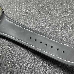 Montre-bracelet de luxe haut de gamme pour homme, automatique, mécanique, boîtier en acier inoxydable noir en forme de baril, résistante à l'eau 5 ATM, cadran blanc - Product Image 3