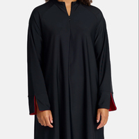 Burkinis élégants à fermeture éclair frontale à séchage rapide 2025 pour femmes, maillots de bain islamiques avec doublure rouge