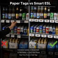 Etiqueta Electrónica de Precio ESL Tipo Gancho de 1.3 Pulgadas, Etiqueta Digital de Precio con Tinta Electrónica de Cuatro Colores para Supermercados, Farmacias y Tiendas