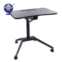 Bureau informatique ergonomique moderne en fer, relevable, avec vérin à gaz, réglable en hauteur, noir, pour le travail assis-debout, idéal pour le bureau et l'école