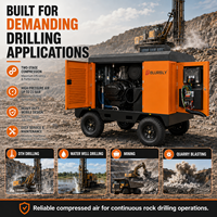 Compresseur d'air à vis diesel portable 29m³/min 1030CFM 23Bar avec moteur Cummins pour le forage DTH dans l'exploitation minière