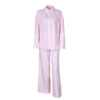 Pyjama femme transfrontalier européen et américain décontracté, confortable, respirant, en polyester, à manches longues, imprimé rayé