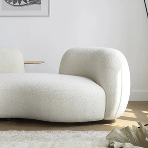 Sofá conversível luxuoso moderno da tela do canto com Seat cor customizável do quadro três da madeira maciça curvado estilo do creme do projeto - Product Image 6