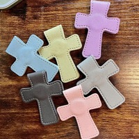Marcapáginas Magnético Personalizado con Cruz Religiosa, Grabado en Piel Sintética, Regalo Bíblico