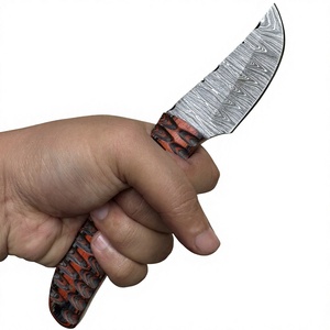 Cuchillo de hoja fija Drop Point de acero de Damasco con mango de madera Pakka para camping, bricolaje y supervivencia, 3 años de garantía - Precios económicos - Product Image 3