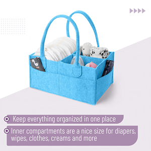 Bolsa de Almacenamiento de Pañales Plegable de Fieltro con Asas, Organizador de Pañales para Bebé con Diseño Compartimentado - Product Image 4