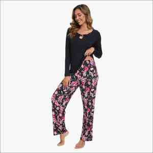 Ensemble de pyjamas pour femmes en gros, pyjamas doux pour femmes, ensemble 95% viscose de bambou 5% élasthanne, pyjamas respirants pour femmes - Product Image 1