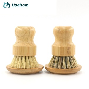 Fregadero de cocina, sisal natural + palmeras de coco y cepillo de limpieza de bambú vegetal, Juego de cepillos de limpieza de platos con base de Bambú - Product Image 1