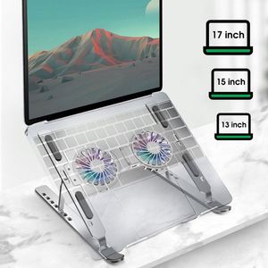 X523-1 C9 Pro Portable Foldable Aluminum Laptop Cooling Stand Double Fans Air-<b>Cooled</b> for 10-17 Inch Laptops Laptop Holder - Product Image 4