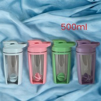 Bouteille d'eau de sport unisexe de 500 ml avec bouchon à vis et shaker, lavable au lave-vaisselle, lavage à la main uniquement, écologique et réutilisable, en matériau PP+PC
