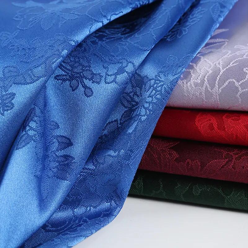 Оптовая продажа, шелковая Цветочная жаккардовая легкая эластичная атласная ткань, тканая ткань для рубашек, дамасская ткань