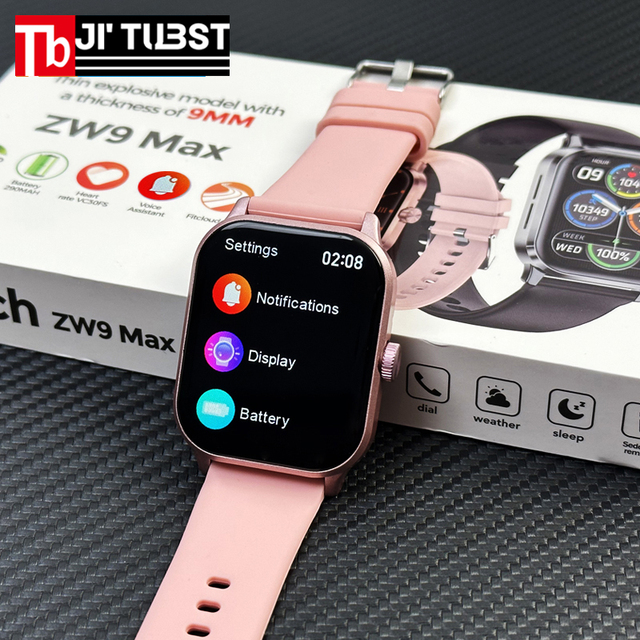2026 Zw9 Max Smart Watch IPS Fitness Monitoring Heart Rate Wireless Charging IPX-6 Waterproof Silicone Compatible Smartwatch