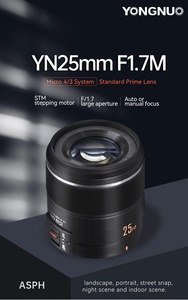 Nouvel objectif principal <span class=keywords><strong>YONGNUO</strong></span> 25mm F1.7 M43 à mise au point automatique avec filtre 52mm pour appareils photo hybrides Olympus - Product Image 2
