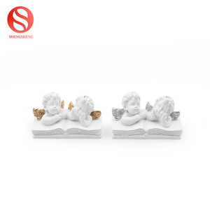 Resina coppia busto ali d'oro bel libro di angelo - Product Image 3