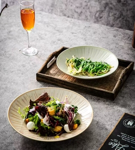 Assiette creuse en céramique japonaise de luxe moderne Assiette à spaghetti pour hôtel, dîner, collation <span class=keywords><strong>Plat</strong></span> en poterie pour les fêtes - Product Image 5