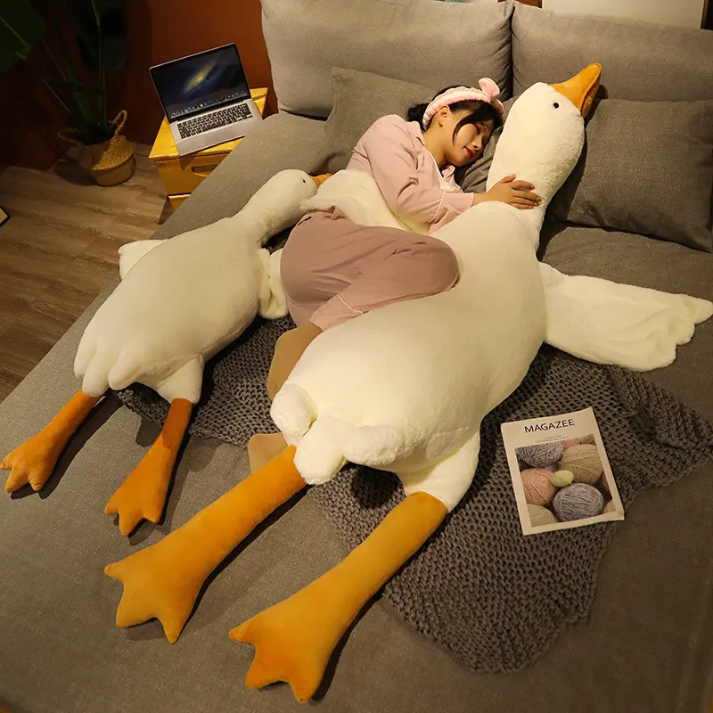 Big White Goose Pillow Plush Toy Duck Goose Animal Stuffed Swan Goose Floor Mat Sleep Pillow TikTok