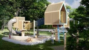 <span class=keywords><strong>Parque</strong></span> Infantil Personalizado para Exterior con Juegos <span class=keywords><strong>de</strong></span> Columpios y Escalada para Niños, Casa del Árbol <span class=keywords><strong>de</strong></span> Madera con Toboganes para Exterior - Product Image 4