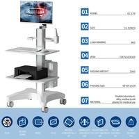 Prix de gros de meubles hospitaliers chariot médical avec scanner oral ordinateur portable et 2 plateaux pour clinique