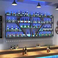 Meuble mural porte-vin pour bar, style moderne, panneau en fer forgé, mobilier de maison, capacité 10-19 bouteilles avec support à verres, pour restaurant