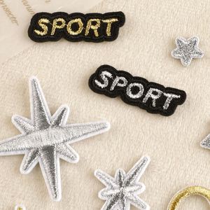 Patch brodé thermocollant mignon mini cœur/étoile or/argent pour étiquette de bagage et décoration de sac - Product Image 3