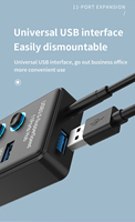 Hub USB 3.0 chaud, séparateur multi-USB 3.0, hub USB 11 ports multiport, accessoires PC avec adaptateur secteur pour ordinateur