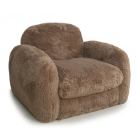 Fauteuil individuel en polaire marron clair, fauteuil d'appoint moelleux et moderne pour la décoration de la chambre et du salon