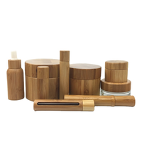 Botol Kosmetik Ramah Lingkungan 1oz 2oz 4oz 8oz 16oz dari Bambu dengan Tutup Bambu, Grosir Stoples Kaca Bambu