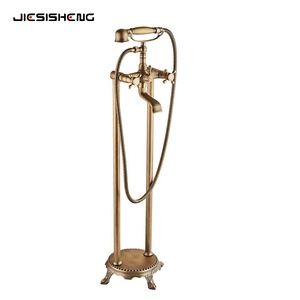 Robinet de baignoire à bord de cylindre vertical à double colonne en cuivre rétro européen - Product Image 6