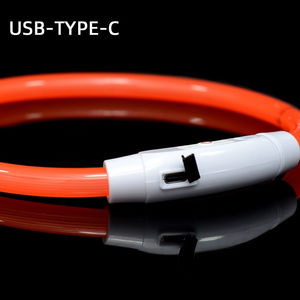 USB充電式 LED カラー点滅 ペット用首輪 全身発光 透明光ファイバー 犬猫用首輪 固形プラスチックリボン - Product Image 3
