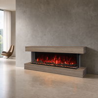 Cheminée électrique encastrable Valse Modern avec thermostat réglable contrôlé par application, verre trempé, flammes LED 7 couleurs, économe en énergie