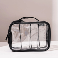 Pochette de rangement pour maquillage vintage transparente personnalisée avec fermeture à glissière, sacs de toilette de voyage et compartiments, étui cosmétique en PVC