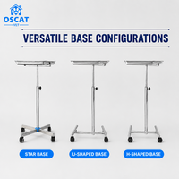Chariot à plateaux médical OSCAT en acier inoxydable, plateau épaissi, poli miroir, rotatif, hauteur réglable, pour hôpital, dentisterie, vétérinaire