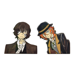 2 Nuevos Diseños de Alta Calidad, Pin Metálico de Anime BSD <span class=keywords><strong>Dazai</strong></span> & Chuya, Decoración para Mochila - Product Image 1